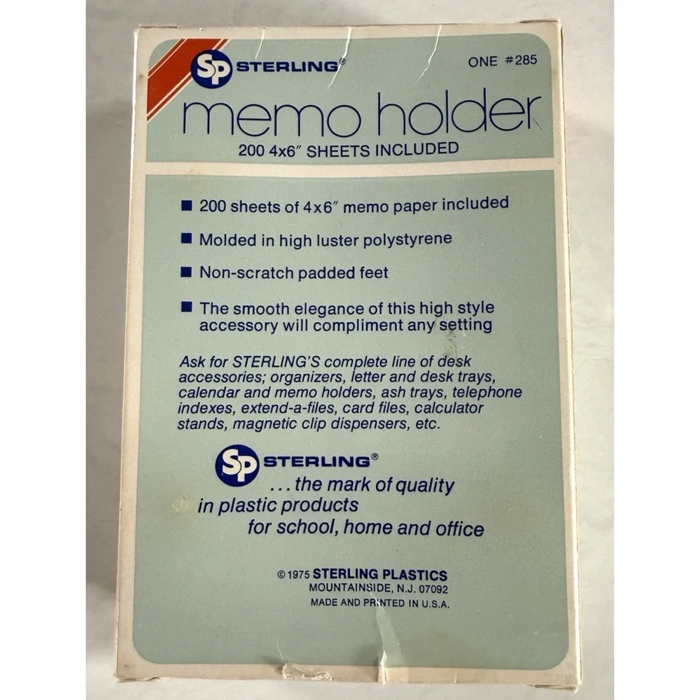 Sterling Plastics High Luster Smoke #285 Memo Holder 200 4x 6 Sheets VTG USA NOS